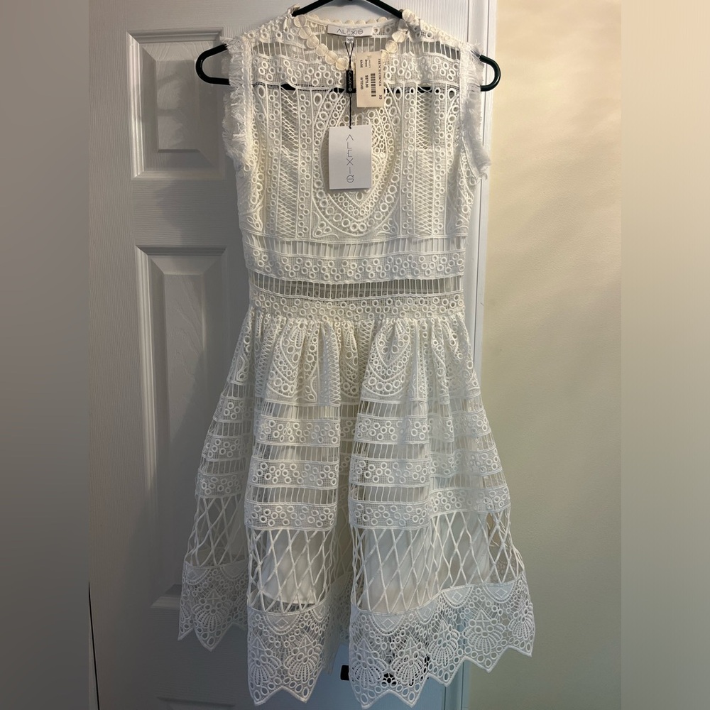 Alexis white lace dress with tags